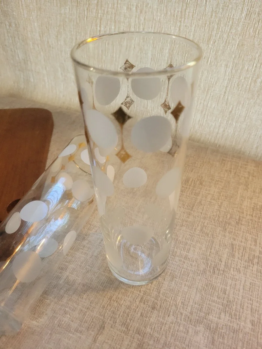 Libby Highball Collins White Dot Gold-Trim Glass Retro - Home Accents